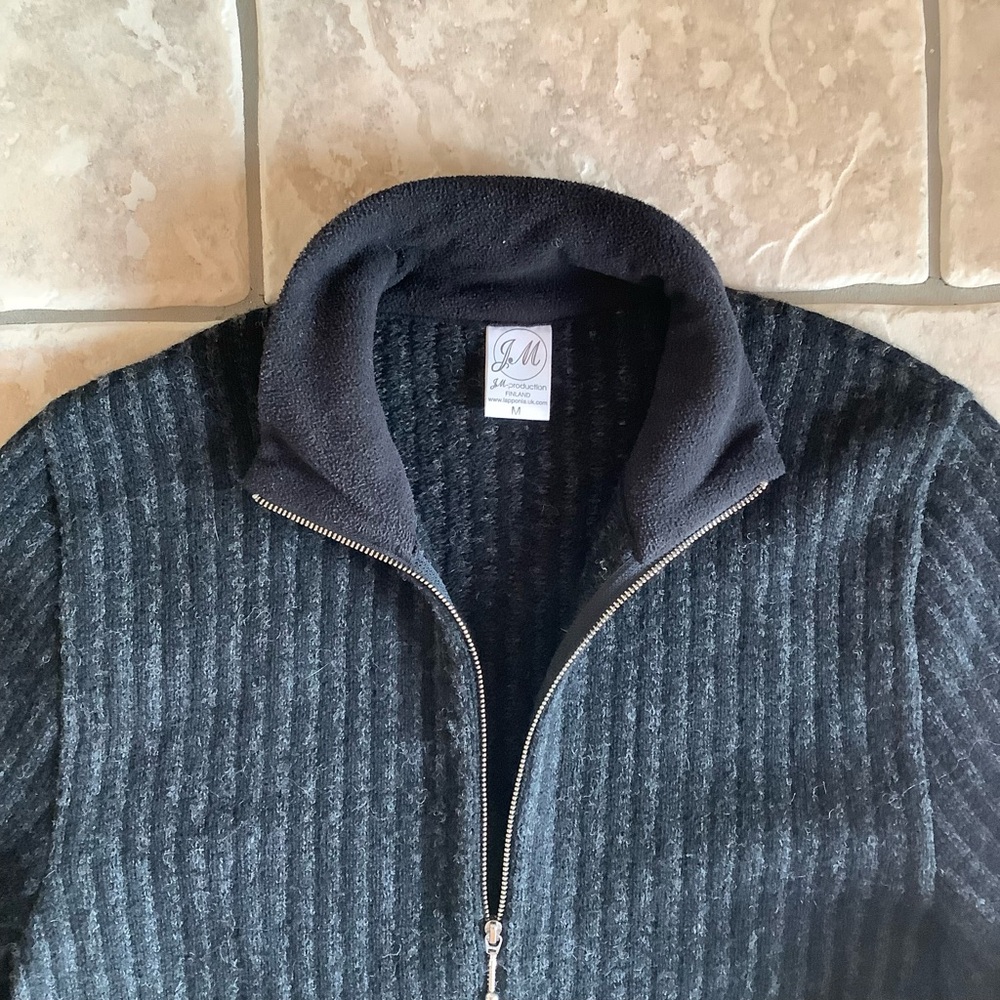 Lapponia Men's Charcoal Zip-Up Sweater wool Finland
